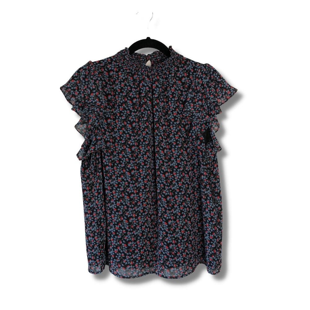 1. State Floral Print Ruffle Collar Blouse – Size Large